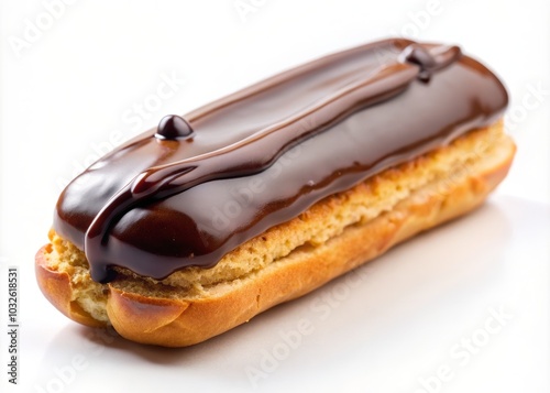 Delicious Chocolate Eclair on White Background photo