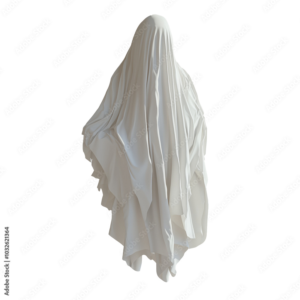 Creepy Ghost Figure Draped in Cloth, Isolated on Transparent Background - Made with Generative AI Creepy Ghost Figure Draped in Cloth, Isolated on Transparent Background - Made with Generative AI