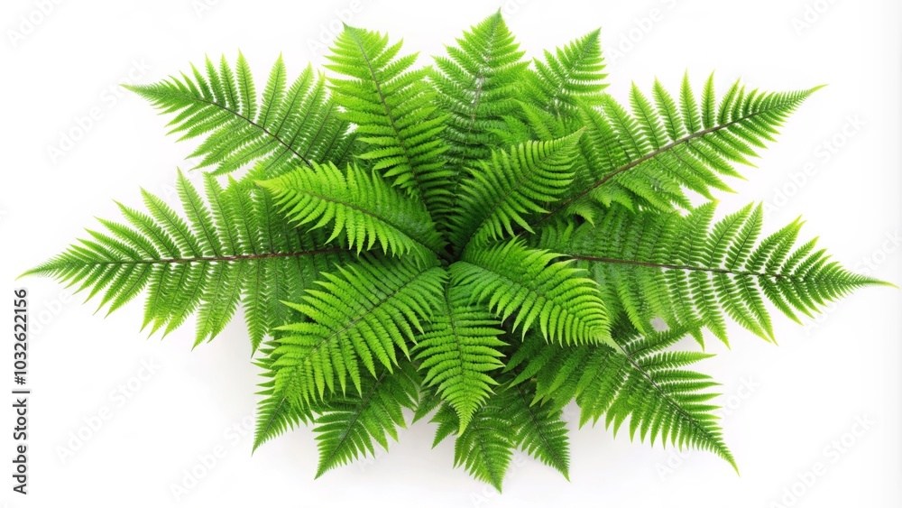 Naklejka premium Lush Green Ferns on a White Background