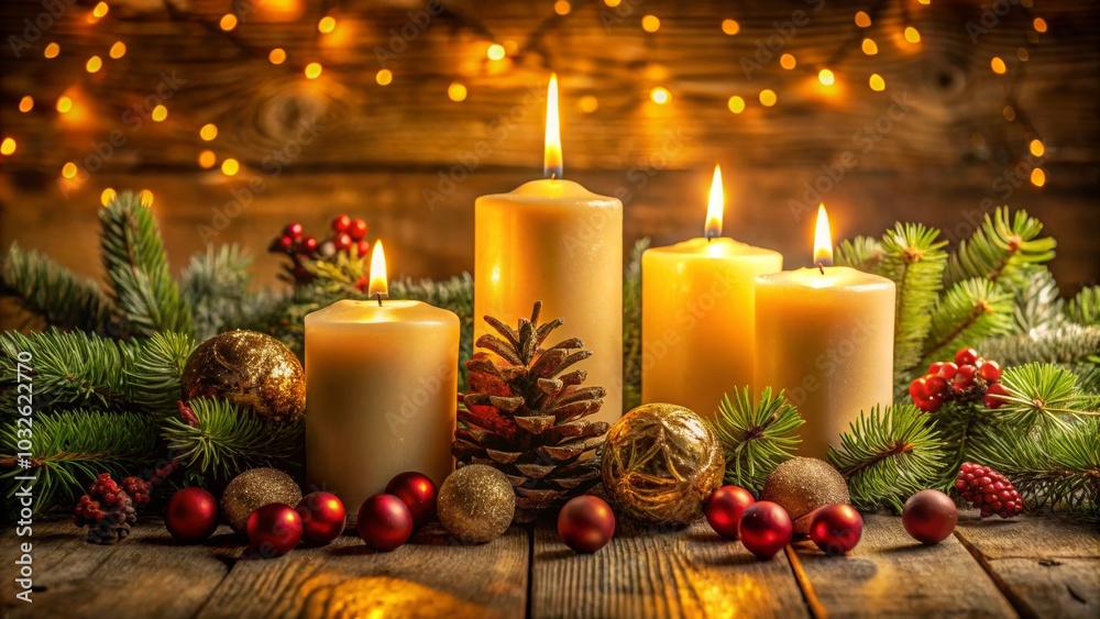Warm Advent Season with Four Burning Candles