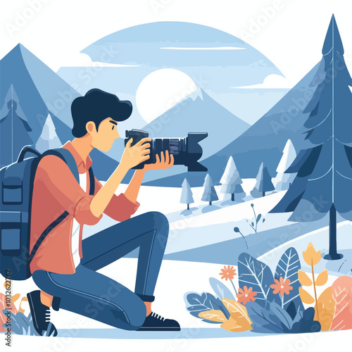 a cameraman is taking photo vector
