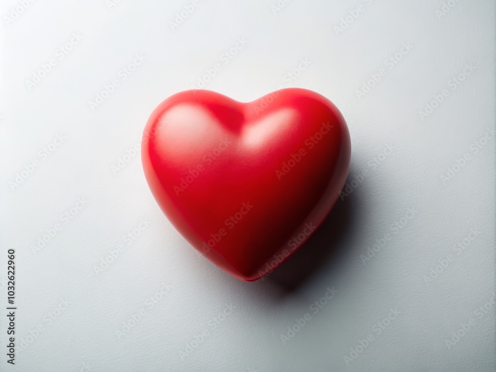 Red Heart on White Background for Romantic Themes Red Heart on White Background for Romantic Themes