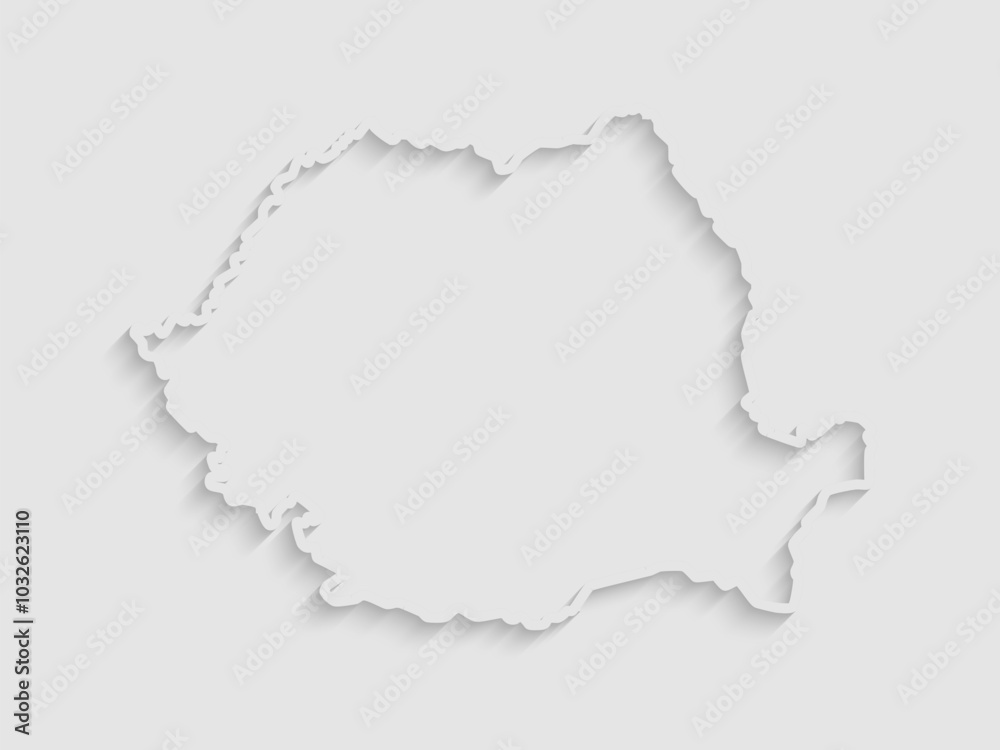 Vector map Romania, abstract inner shadow Vector map Romania, abstract inner shadow