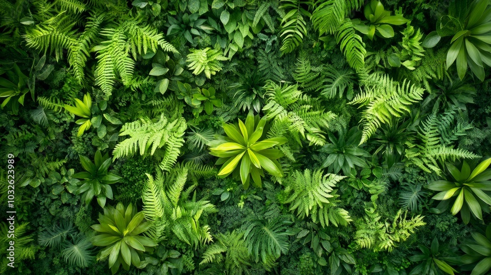 Lush green ferns cover the rainforest floor creating a serene and vibrant environment Lush green ferns cover the rainforest floor creating a serene and vibrant environment