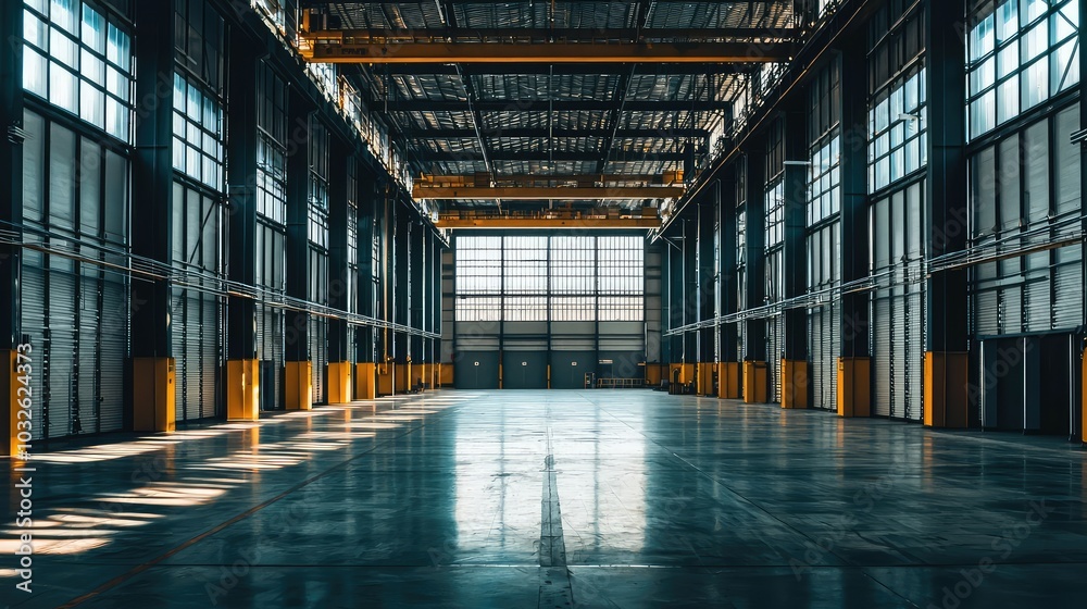 Spacious Modern Factory Interior with Sleek Design Spacious Modern Factory Interior with Sleek Design