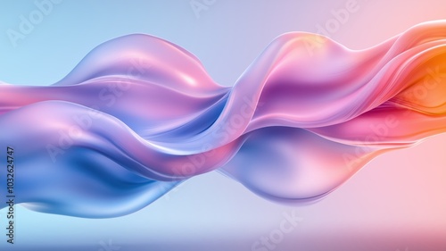 Colorful abstract wave pattern with flowing curves, blending pink and blue shades smoothly, creating a sense of movement and fluidity.