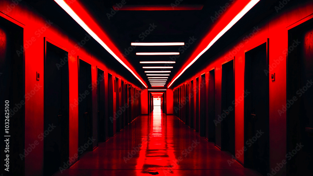 Fototapeta premium Red Creepy Hallway