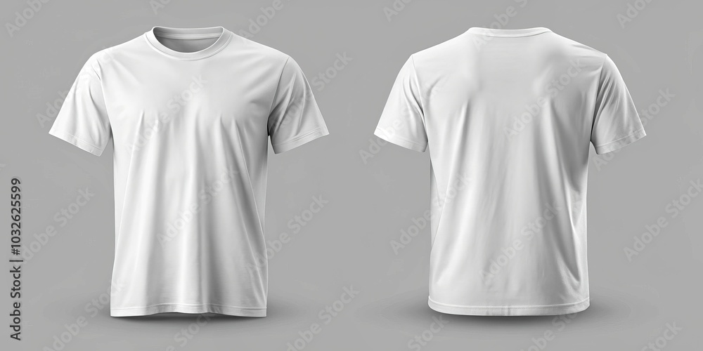 Clean White T-Shirt Mockup on Gray Background - Minimalistic Cotton Tee for Branding, Designs, and Logos - Versatile Clothing Template for Presentations and Ads Clean White T-Shirt Mockup on Gray Background - Minimalistic Cotton Tee for Branding, Designs, and Logos - Versatile Clothing Template for Presentations and Ads