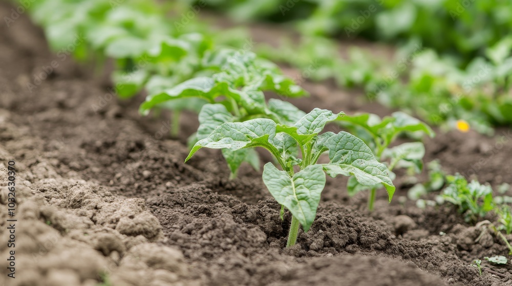 A healthy zucchini plant towers in a sunny garden flaunting its lush green leaves A healthy zucchini plant towers in a sunny garden flaunting its lush green leaves