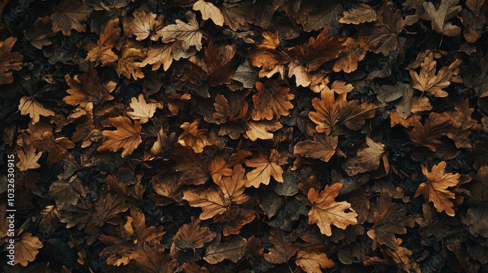 A tapestry of autumn leaves blankets the forest floor highlighting natures beauty