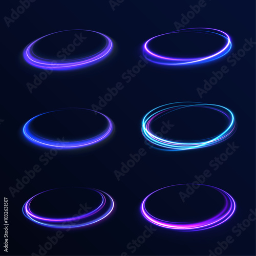 Light arc in neon colors, in the form of a turn and a zigzag. Creative vector illustration of flying cosmic meteor, planetoid, comet, fireball isolated on transparent background.