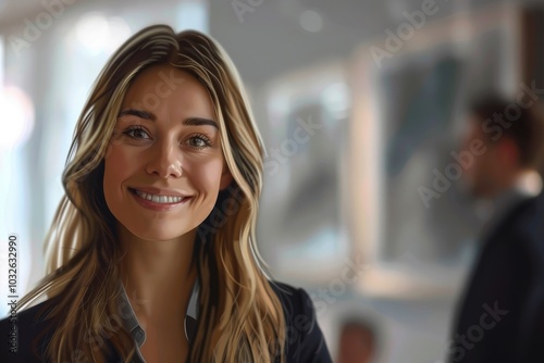 Wallpaper Mural Portrait of a happy businesswoman in office with colleagues in background Torontodigital.ca