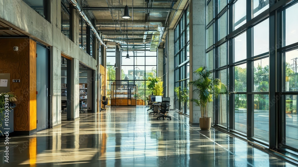 Modern Industrial Research Facility Interior with Natural Light Modern Industrial Research Facility Interior with Natural Light