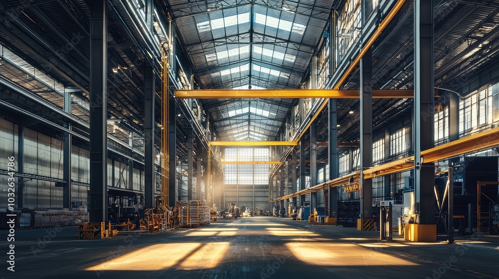 Expansive Modern Industrial Warehouse Interior Expansive Modern Industrial Warehouse Interior