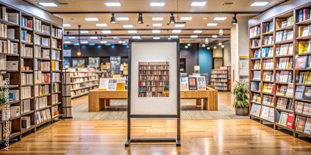 Symmetrical Splendor Closeup of Bookstore Display Stand with Colorful Book Collection, Inviting Atmosphere and Serene Ambiance - Ideal for Bookstore Marketing and Interior Design Symmetrical Splendor Closeup of Bookstore Display Stand with Colorful Book Collection, Inviting Atmosphere and Serene Ambiance - Ideal for Bookstore Marketing and Interior Design