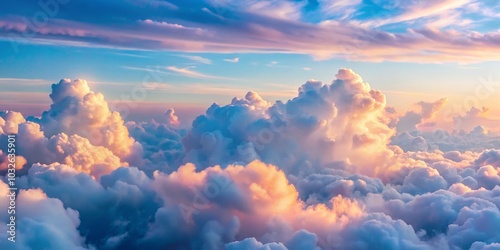 Aerial View of Sunset Clouds Above the Earth, Cloudscape, Sky , Photography