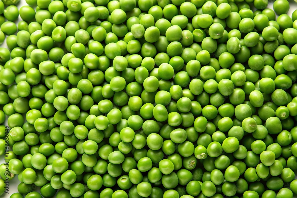 Fresh Green Peas in Isolation on Pure White Background - Aerial View Fresh Green Peas in Isolation on Pure White Background - Aerial View