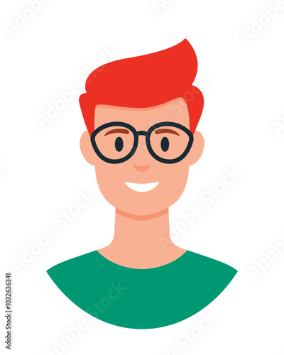 People avatar. Man face isolated on white background. Cute vector illustration. Flat style