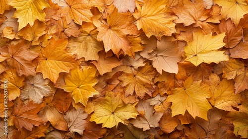 Golden and brown leaves fall softly creating a warm tapestry underfoot during autumn