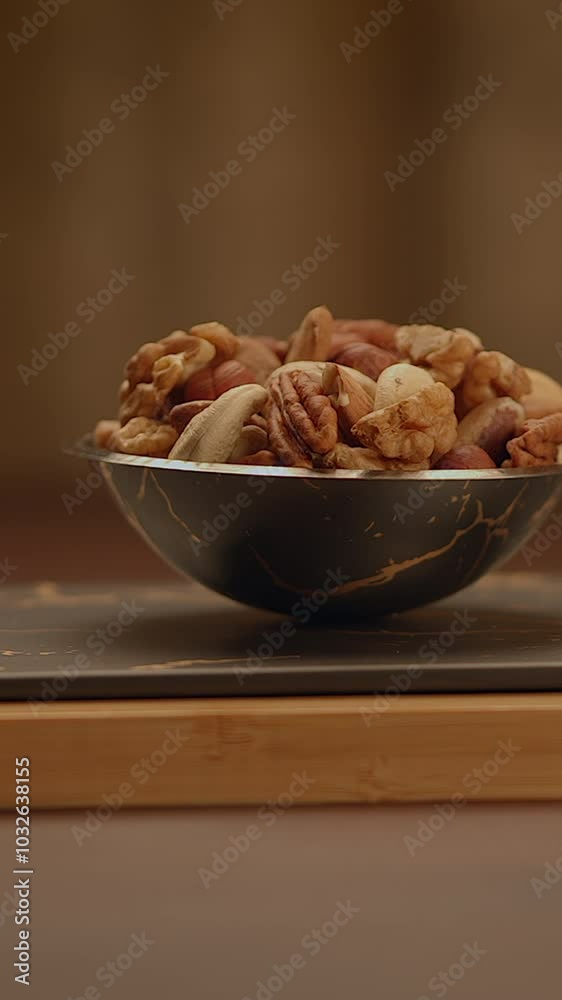 A Bowl of Irresistibly Delicious Mixed Nuts, Perfect for Snacking, and Enjoyed by Everyone A Bowl of Irresistibly Delicious Mixed Nuts, Perfect for Snacking, and Enjoyed by Everyone