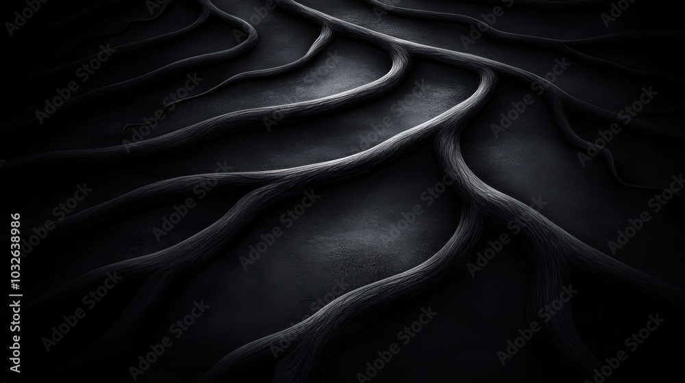 Obraz premium Dark Abstract Twisted Roots Background Texture