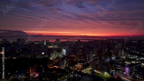 Wallpaper Mural Porto Alegre Brazil. Sunset City At Porto Alegre In Rio Grande Do Sul Brazil. Colorful Skyline. Sunset Landscape. Illuminated Cityscape. Sunset City At Porto Alegre In Rio Grande Do Sul Brazil.  Torontodigital.ca