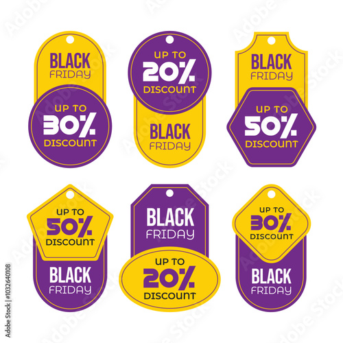 Black Friday Sale Tags set discount labels Collection