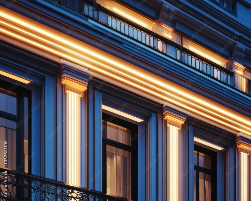 Classic architecture with vibrant lighting, sleek design, peaceful atmosphere. Classic architecture with vibrant lighting, sleek design, peaceful atmosphere.