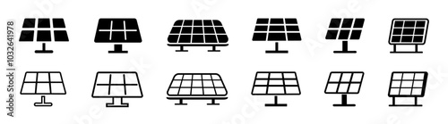 Solar Panel Icon symbol template for graphic and web design collection logo. Green electric power energy icon.