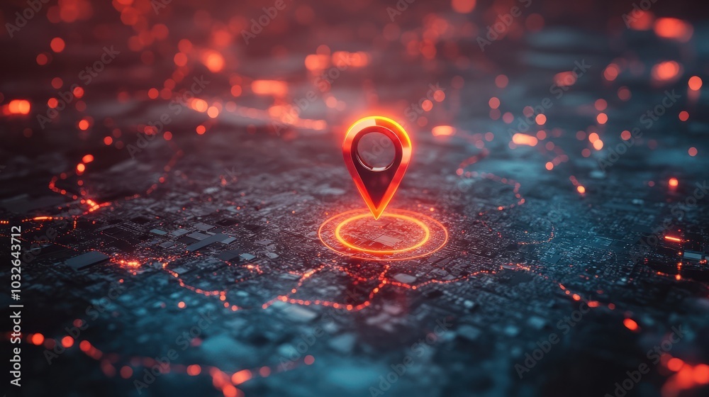 3D location icon on digital map background with glowing light effects. A stylized map marker or pin symbol for global branding or online identity concept. Digital marketing technology concept. 3D location icon on digital map background with glowing light effects. A stylized map marker or pin symbol for global branding or online identity concept. Digital marketing technology concept.