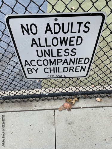 This photo captures a sign posted at a children's playground that reads, 