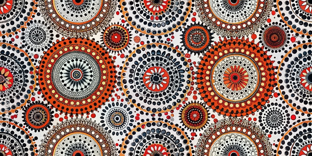 Abstract Circular Mandala Pattern with Black and Orange Circles, Mandala, Pattern Abstract Circular Mandala Pattern with Black and Orange Circles, Mandala, Pattern