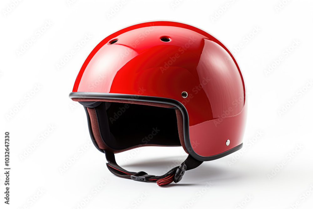 generated illustration of red helmet against white background