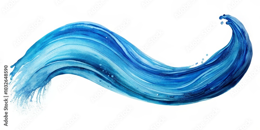 Abstract Watercolor Blue Wave, water, ocean, painting Abstract Watercolor Blue Wave, water, ocean, painting