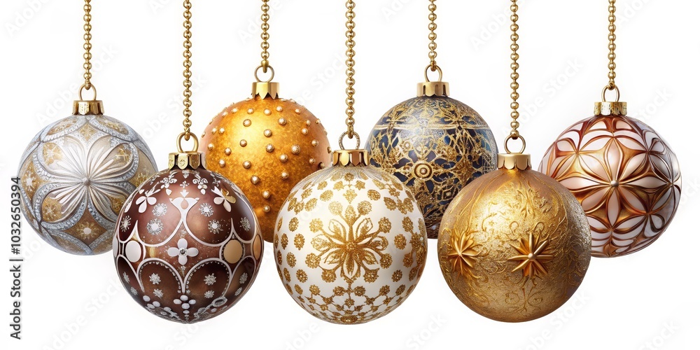 Golden and Brown Christmas Baubles Hanging on Gold Chains, Christmas Ornament, Decoration ,Christmas,Baubles Golden and Brown Christmas Baubles Hanging on Gold Chains, Christmas Ornament, Decoration ,Christmas,Baubles