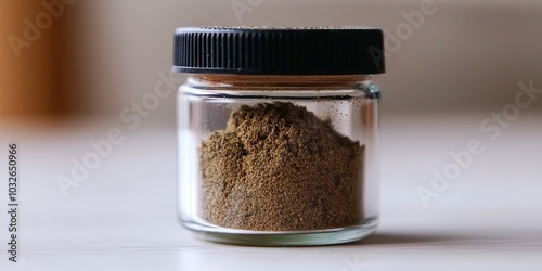 transparent jar of THC kief photo