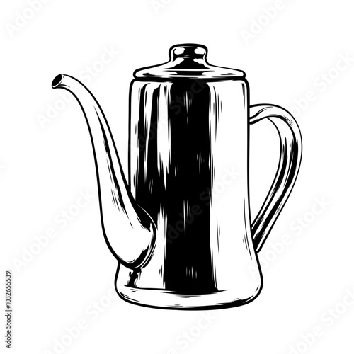 vector line art drawing illustration of teapot