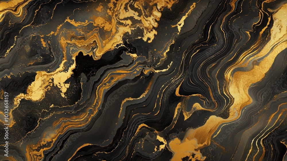 Elegant abstract marbled pattern with gold, black, and brown swirls Elegant abstract marbled pattern with gold, black, and brown swirls