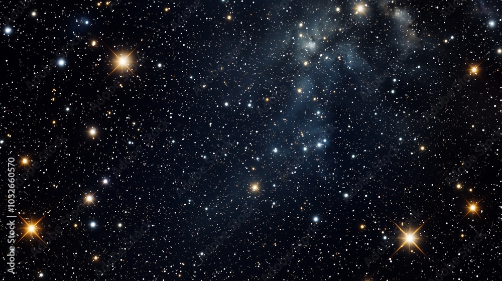 Astronomical View of Dense Star Field in Deep Space, Wide Composition Filled with Countless Stars of Varying Brightness Against Dark Background Astronomical View of Dense Star Field in Deep Space, Wide Composition Filled with Countless Stars of Varying Brightness Against Dark Background