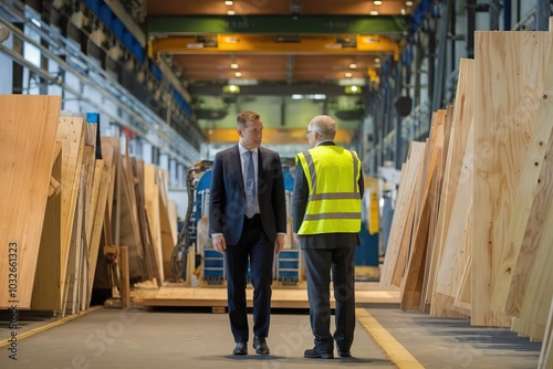 Businessmen Discussing in a Woodworking Factory