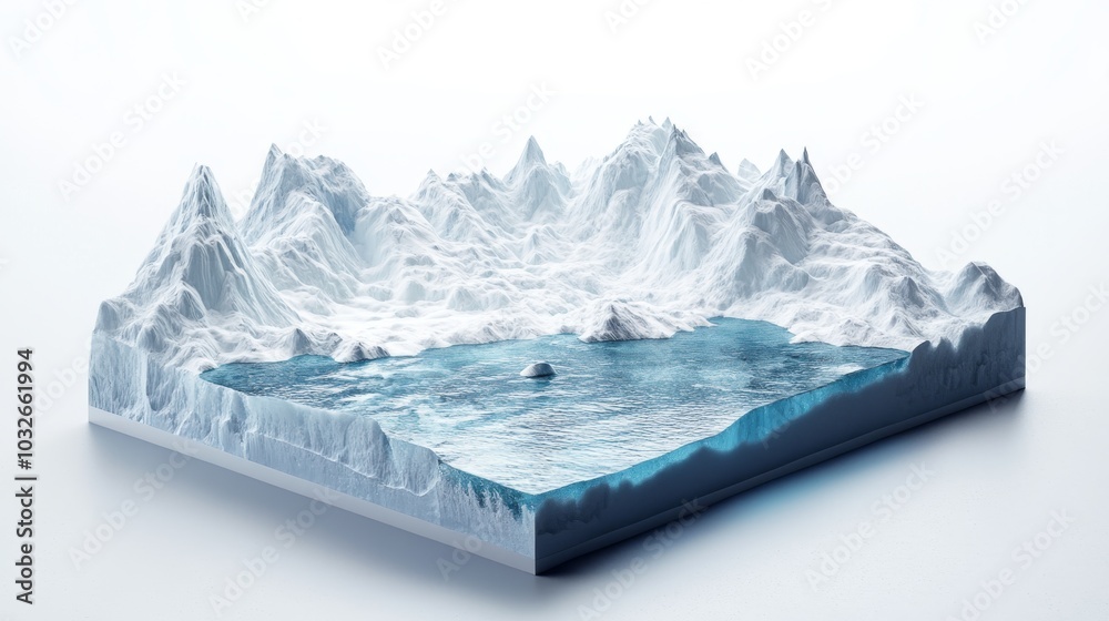 Obraz premium Holographic glacier mapping, data visualization ice core, climate change projections, arctic HUD