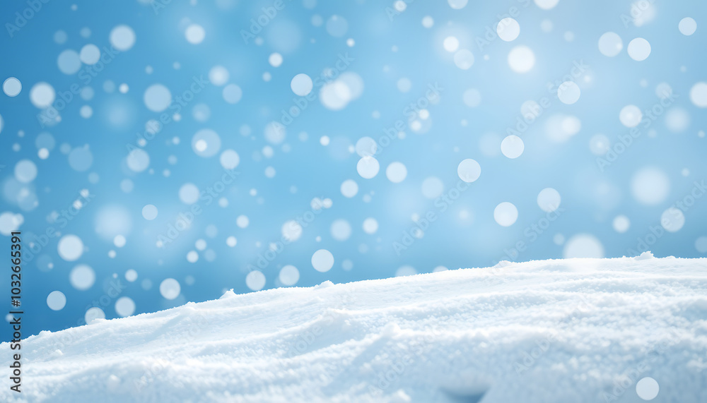 Winter natural snow background with snowdrifts, beautiful light and snow flakes on blue sky, beauty bokeh circles, copy space isolated with white highlights, png Winter natural snow background with snowdrifts, beautiful light and snow flakes on blue sky, beauty bokeh circles, copy space isolated with white highlights, png