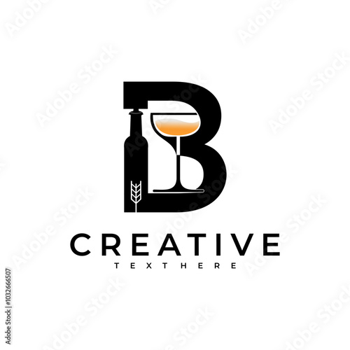 brewery logo produces perfect beer from grain to glass in letter B style