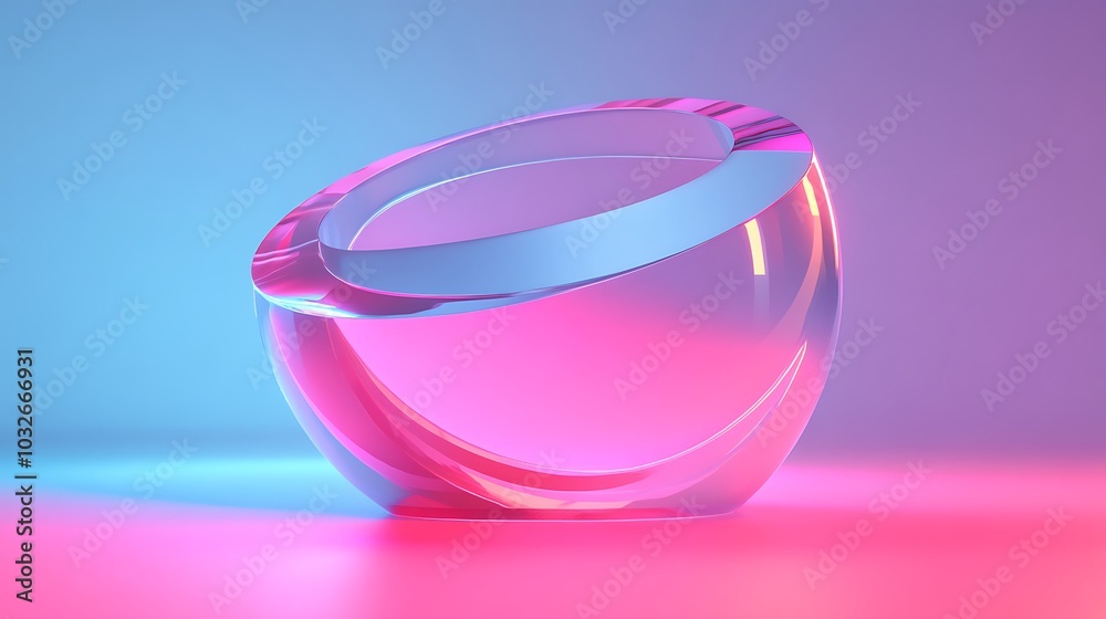 A holographic logo with smooth, reflective surfaces and ample space for text A holographic logo with smooth, reflective surfaces and ample space for text