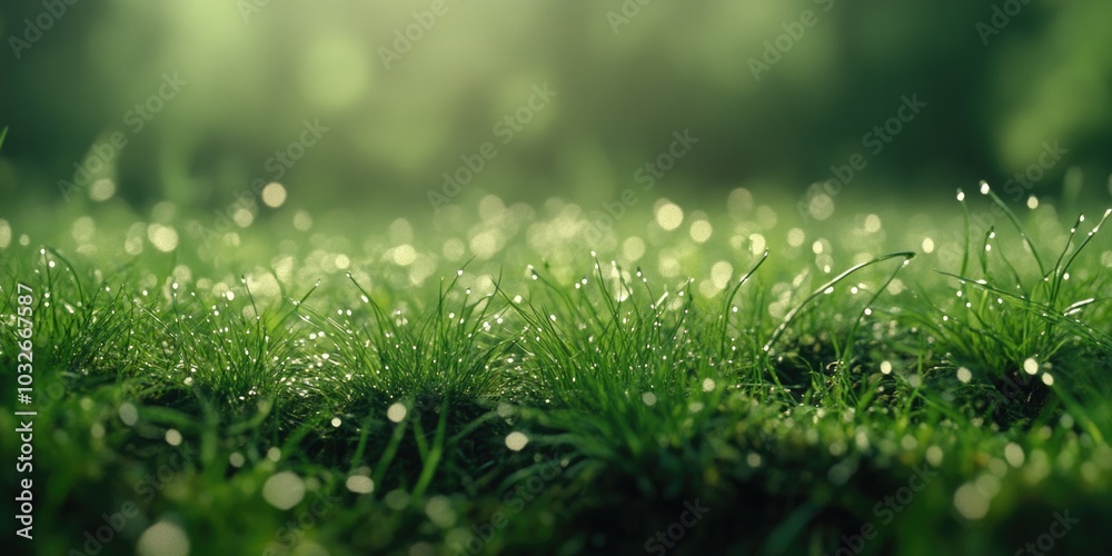 Dewy Mornings: A Lush Field of Grass in Soft Focus Dewy Mornings: A Lush Field of Grass in Soft Focus