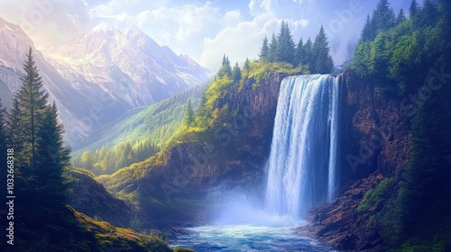 waterfall in the mountains