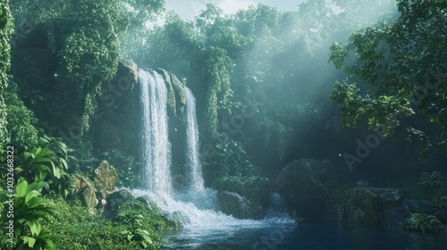 waterfall in the morning , Waterfall, forest, jungle