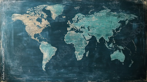 World map in blackboard, AI generated Image
