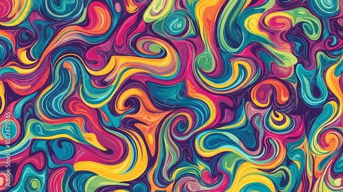 Groovy hippie 70s backgrounds with swirling waves