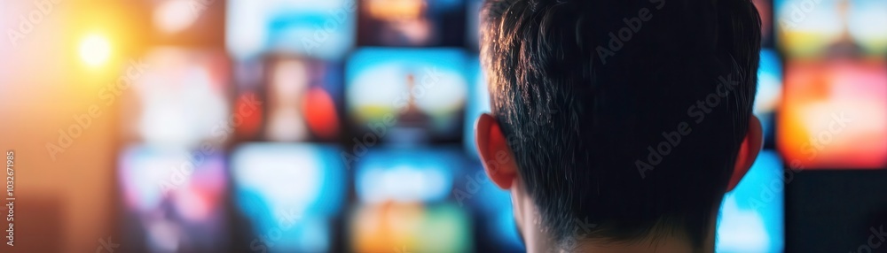 Person watching multiple screens, engaged in digital content consumption. Person watching multiple screens, engaged in digital content consumption.